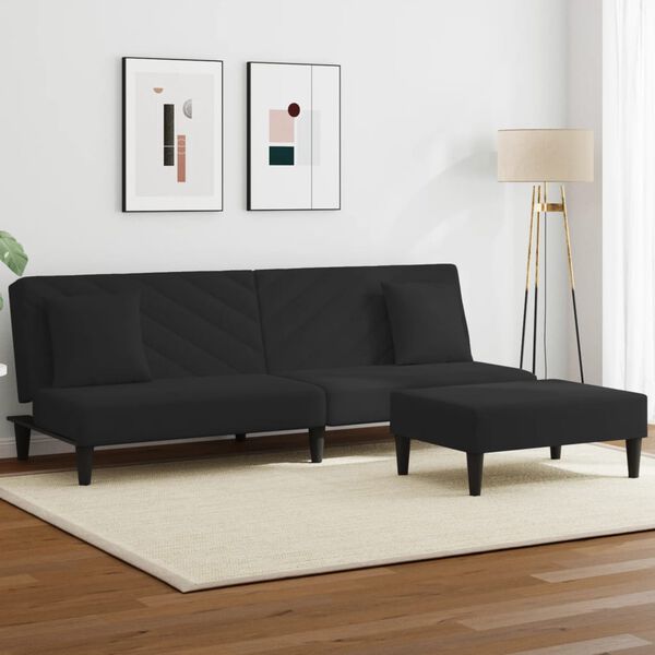 vidaXL 2-dijelni set sofa s jastucima crni baršunasti