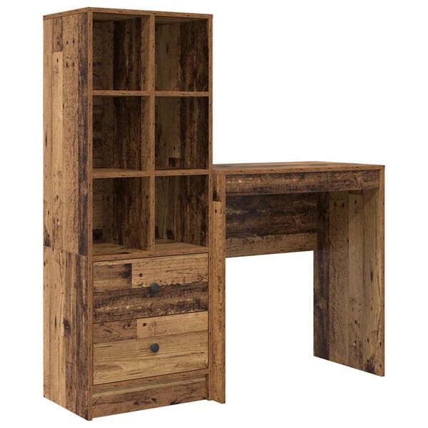 vidaXL Stol s ladicama 2 pcs Staro drvo