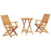 vidaXL Sklopivi bistro set 3 kom. Smeđa Čvrsto drvo akacije