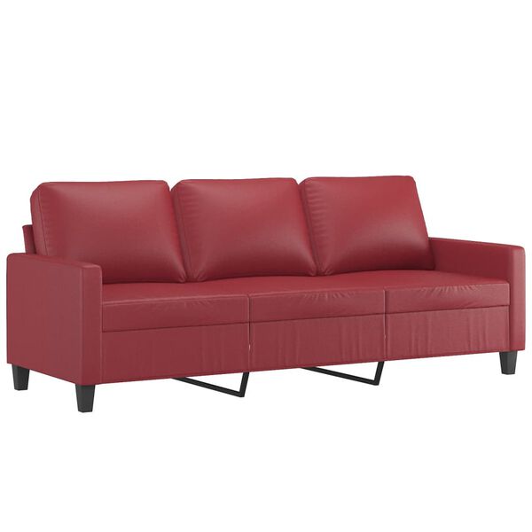 vidaXL 3-dijelni set sofa s jastucima boja vina od umjetne kože