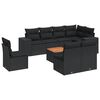 vidaXL 9-dijelni set vrtnih sofa s jastucima crni od poliratana