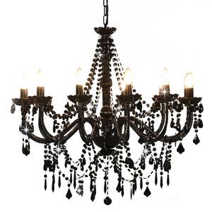 vidaXL Luster s perlama crni 12 žarulja E14
