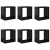 vidaXL Kockaste zidne police 6 kom visoki sjaj crne 22 x 15 x 22 cm