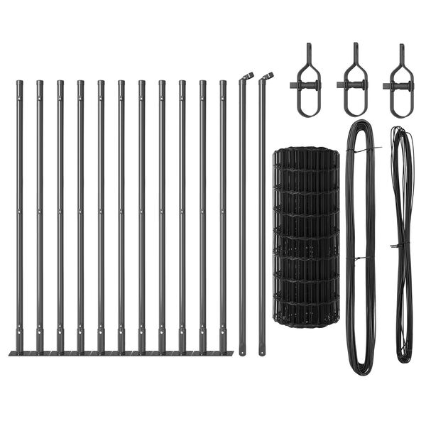 vidaXL Ograda s postovima Siva 0,6 x 25 m Čelik i PVC