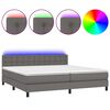 vidaXL Krevet box spring s madracem LED sivi 200x200cm od umjetne kože