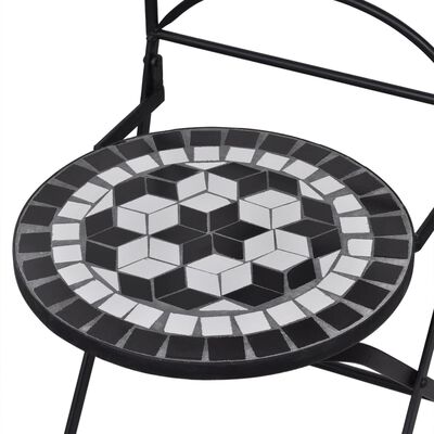 vidaXL Sklopive bistro stolice 2 kom keramičke crno-bijele