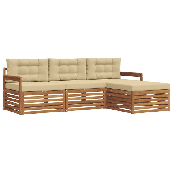 vidaXL Set vanjskih sofa s jastukom 4 pcs Prirodna i bež