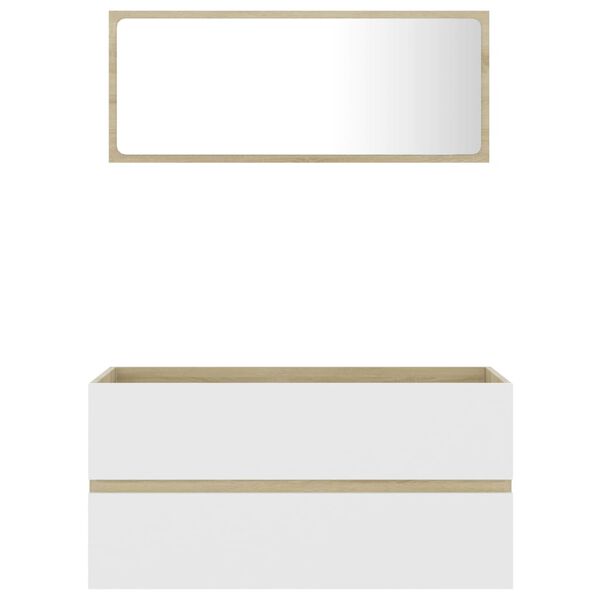 vidaXL 2-dijelni set kupaonskog namještaja bijeli i boja hrasta drveni