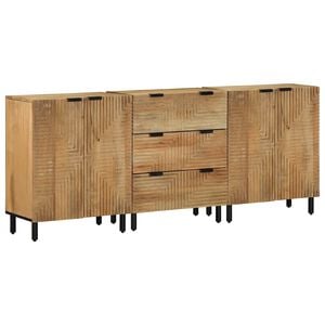 vidaXL Komoda od 3 komada smeđa 60x33x75 cm Puno drvo Mango