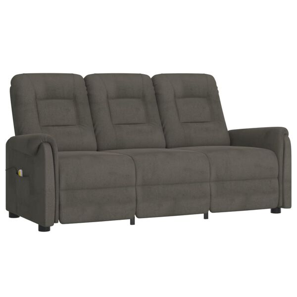 vidaXL Masažni trosjed od mikrovlakana tamnosivi