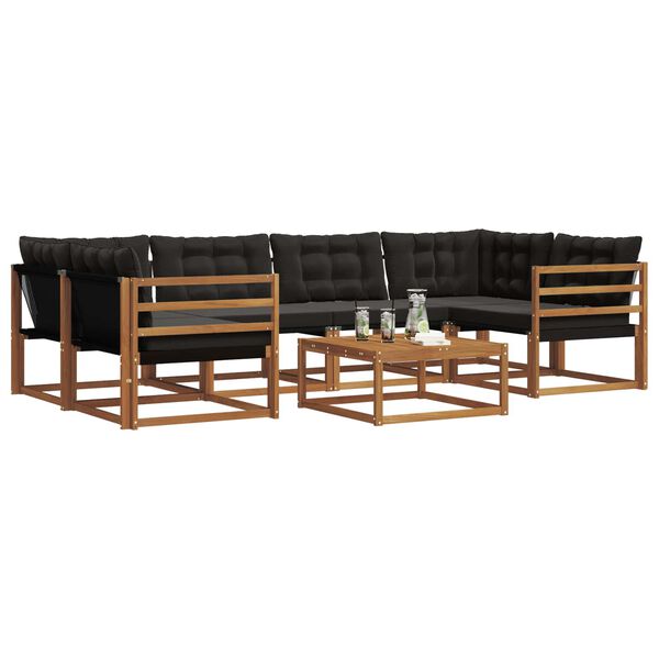 vidaXL Set vanjskih sofa s jastukom 7 pcs Prirodna i crna
