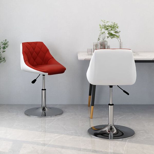 vidaXL Blagovaonske stolice od umjetne kože 2 kom boja vina i bijele