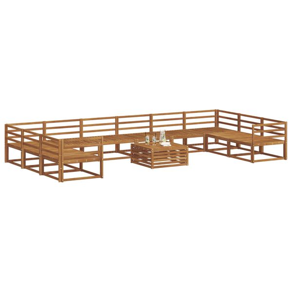 vidaXL Set vanjskih sofa 11 pcs Prirodna Čvrsto drvo akacije