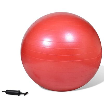 Gimnastička lopta za pilates sa pumpom, Crvena, 65 cm