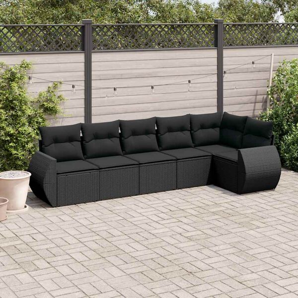 vidaXL 6-dijelni set vrtnih sofa s jastucima crni od poliratana