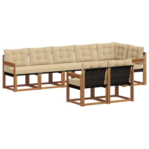 vidaXL Set vanjskih sofa s jastukom 8 pcs Prirodna i bež