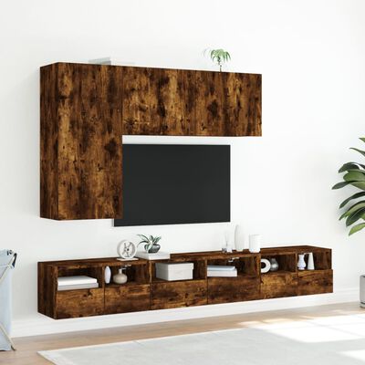 vidaXL 5-dijelni zidni TV ormarići svjetlima boja hrasta drveni