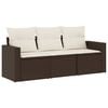 vidaXL 3-dijelni set vrtnih sofa s jastucima smeđi od poliratana