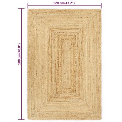 vidaXL Ručno rađeni tepih od jute prirodne boje 120 x 180 cm