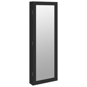 vidaXL Zidni ormarić za nakit s ogledalom crni 37,5 x 10 x 106 cm