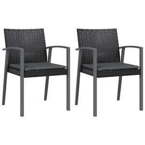 vidaXL Vrtne stolice s jastucima 2 kom crne 56,5x57x83 cm poliratan