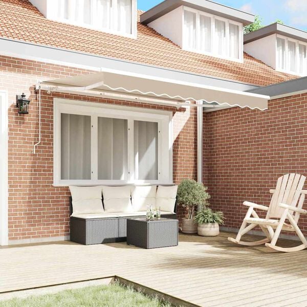 vidaXL Skrovita tenda Bež 300 x 200 cm tkanina