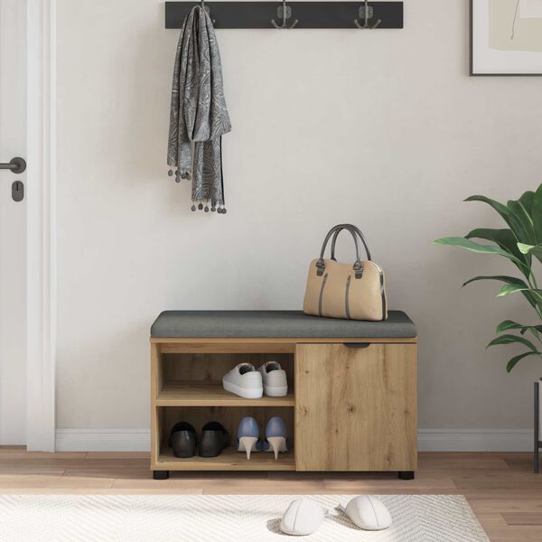 vidaXL Klupa za hodnik s jastukom Zanatski Hrast 80 x 38 x 46 cm