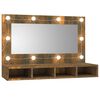 vidaXL Ormarić s ogledalom LED boja dimljenog hrasta 90 x 31,5 x 62 cm