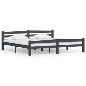 vidaXL Okvir za krevet od masivne borovine tamnosivi 200 x 200 cm