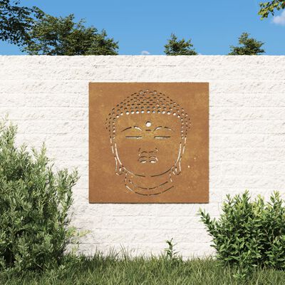 vidaXL Vrtni zidni ukras 55 x 55 cm čelik COR-TEN uzorak Budine glave