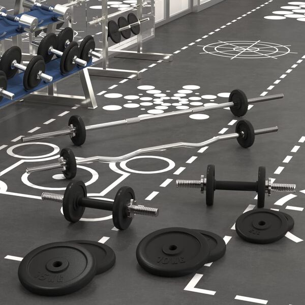 vidaXL Dvoručni i jednoručni uteg s pločama 90 kg od lijevanog željeza