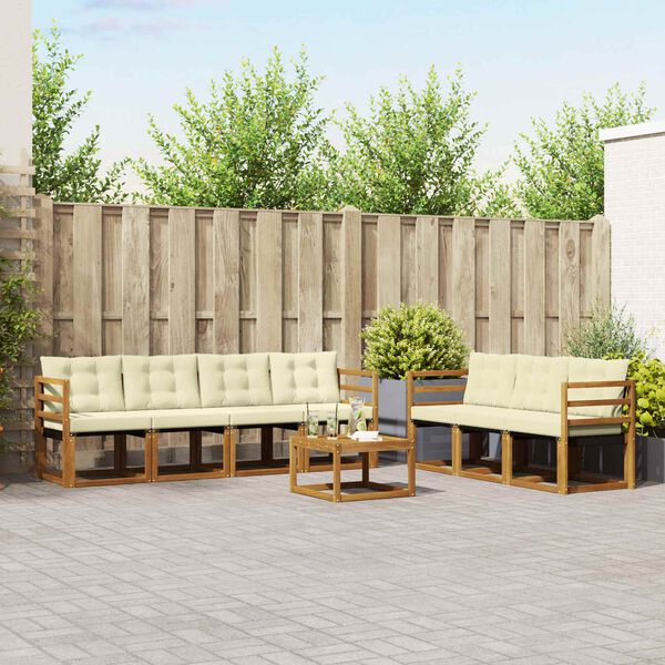 vidaXL Set vanjskih sofa s jastukom 8 pcs Prirodna i krem