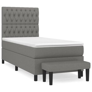 vidaXL Krevet s oprugama i madracem tamnosivi 100 x 200 cm od tkanine
