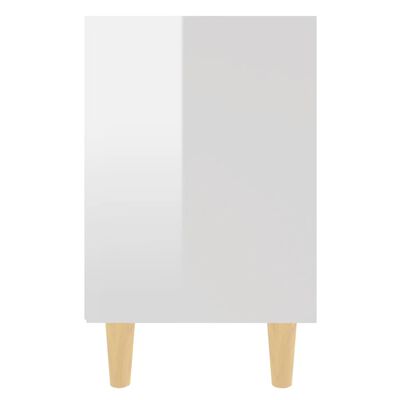 vidaXL Noćni ormarić s drvenim nogama sjajni bijeli 40 x 35 x 50 cm