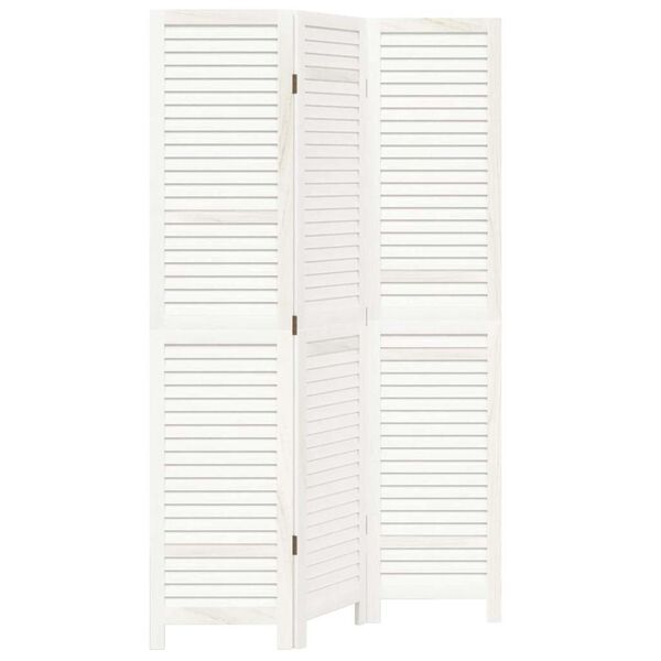 vidaXL Sobna pregrada s 3 panela bijela od masivnog drva paulovnije