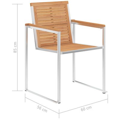 vidaXL Vrtne stolice 2 kom od masivne tikovine i nehrđajućeg čelika
