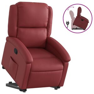vidaXL Naslonjač na podizanje od umjetne kože crvena boja vina