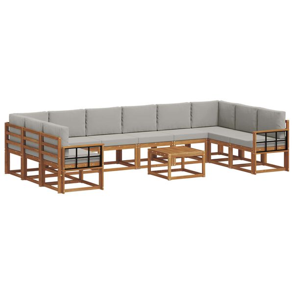 vidaXL Set vanjskih sofa s jastukom 11 pcs Prirodna i svijetlo siva