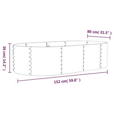vidaXL Povišena vrtna gredica od čelika 152 x 80 x 36 cm sivi