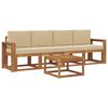 vidaXL Set vanjskih sofa 5 pcs Prirodna i bež Čvrsto drvo akacije