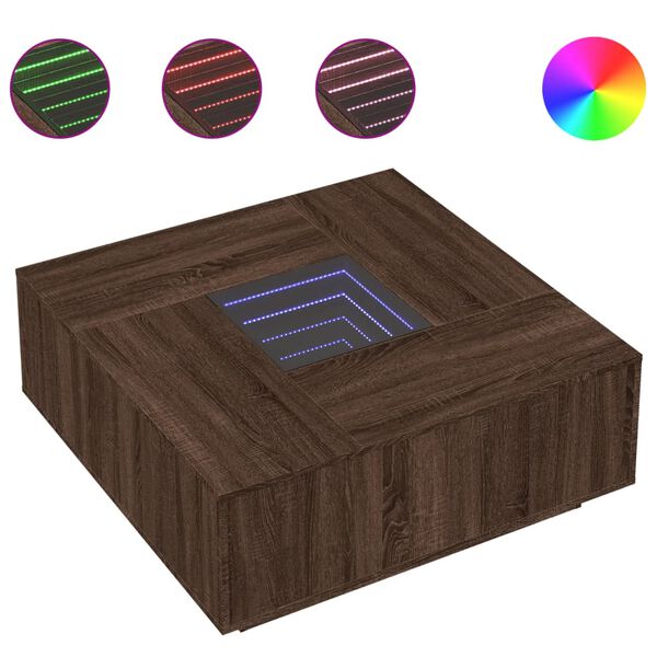 vidaXL Stolić s beskonačnim LED svjetlima boja hrasta 100x100x40 cm