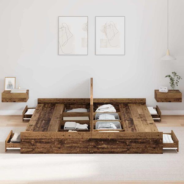 vidaXL Krevet s ladicama Staro drvo 180 x 200 cm Konstruirano drvo