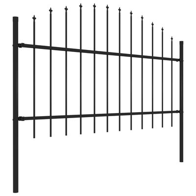 vidaXL Vrtna ograda s ukrasnim kopljima (1 - 1,25 ) x 1,7 m čelična crna