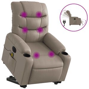 vidaXL Električni masažni naslonjač na podizanje boja cappuccina