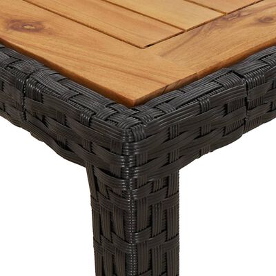 vidaXL Vrtni stol od poliratana i bagremovog drva 190x90x75 cm crni
