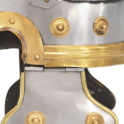 vidaXL Antikna replika rimske vojničke kacige za LARP srebrna čelična