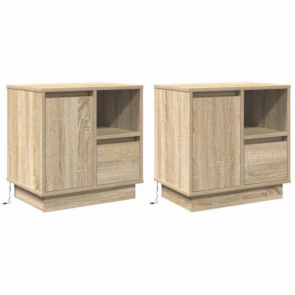 vidaXL Noćni ormar s ladicama 2 pcs Sonoma hrast 50 x 34,5 x 50 cm.