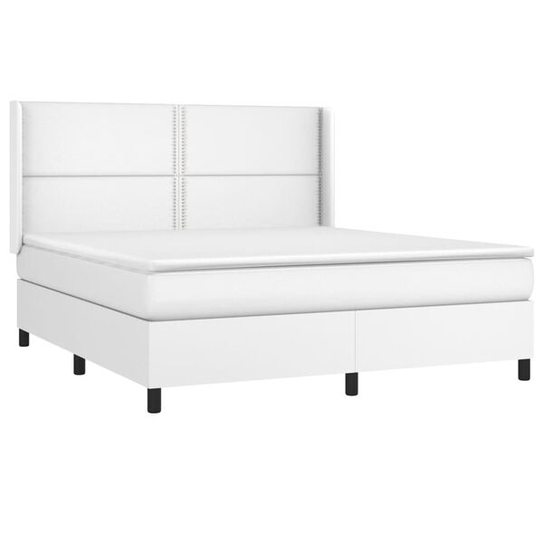 vidaXL Krevet box spring s madracem LED bijeli 160x200 cm umjetna koža