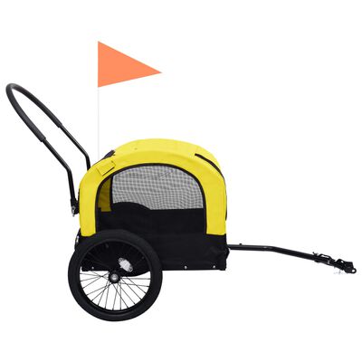vidaXL 2-u-1 prikolica za bicikl i kolica za kućne ljubimce žuto-crna