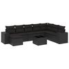 vidaXL 9-dijelni set vrtnih sofa s jastucima crni od poliratana